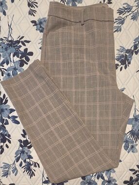 Express Editor High Rise Skinny Pants Plaid Sz 12R Brown Career Workwear